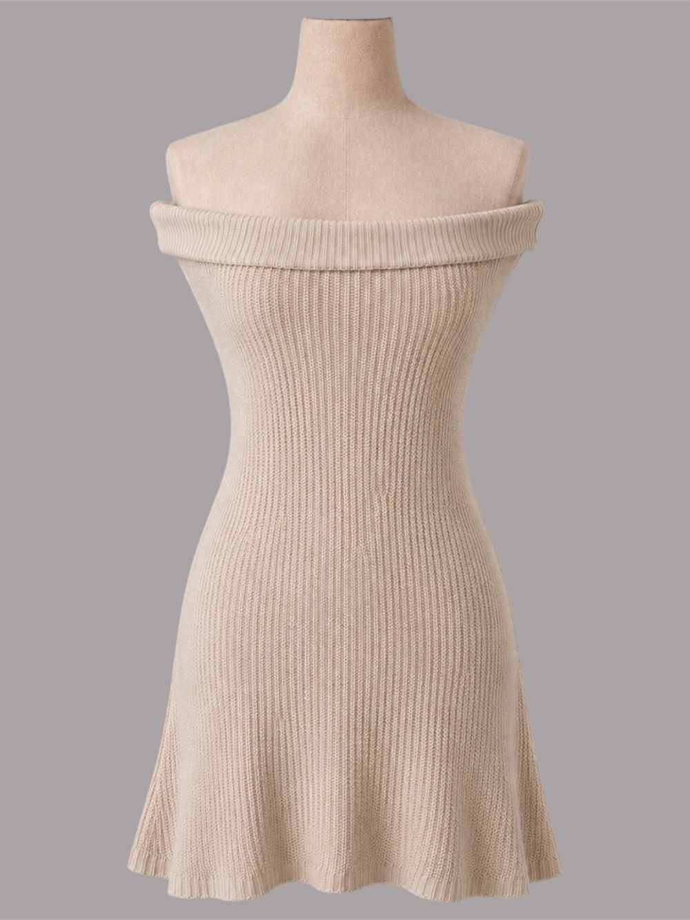 Motel Rocks Vivian Knitted Bardot Mini Dress Ivory
